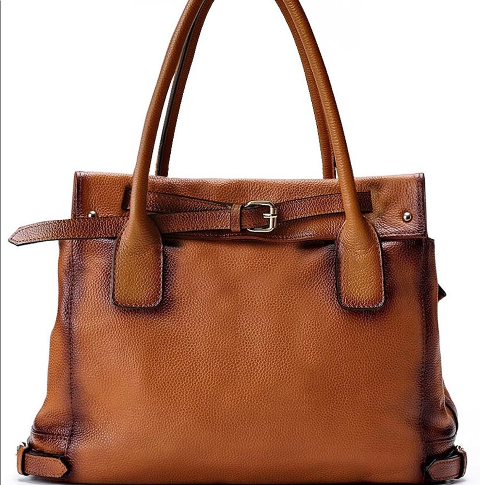 La Poet Genuine Leather Shoulder Tote Bag Purse